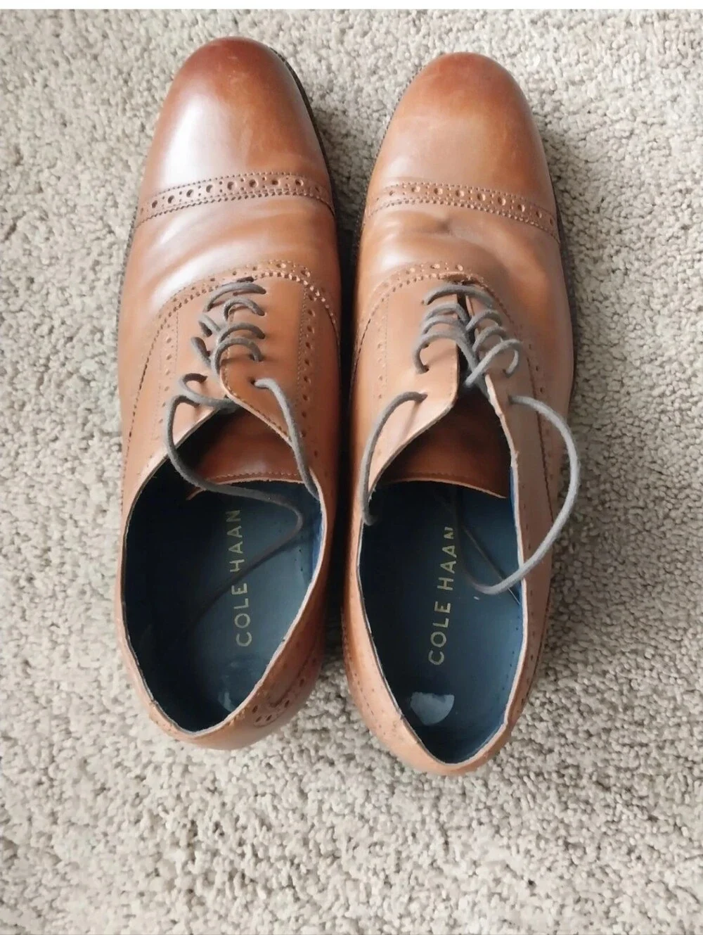 Cole Haan Men's Brown Leather Wayne Cap Toe Oxford Shoes 11.5